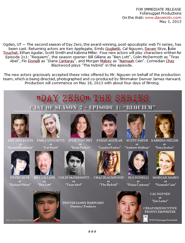 Day Zero Season 2 Cast Press Release