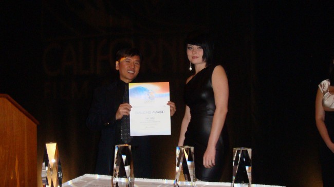 Day Zero 2011 California Film Awards festival dinner - Cal Nguyen and Deven Baldwin acceptance speech
